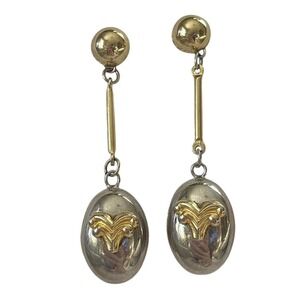 Vintage Zodiac Drop Dangle Aries Gold Silver Tone Ram‎ Costume Jewelry Earrings
